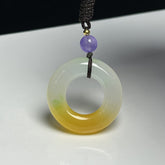 Pastel Yellow Jade Donut Pendant for Peace, Calm Energy, and Men's Fashion