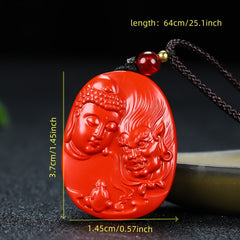 Red Cinnabar Buddha and Demon Pendant for Spiritual Protection, Karmic Balance, and Energy Cleansing
