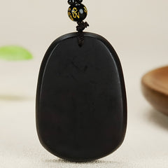 Vintage Dragon Pendant Necklace for Men - Black Resin Chameleon Amulet with Purple Light Effect