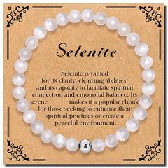 White Cat's Eye Stone Stretch Bracelet for Yoga, Meditation, and Positive Energy