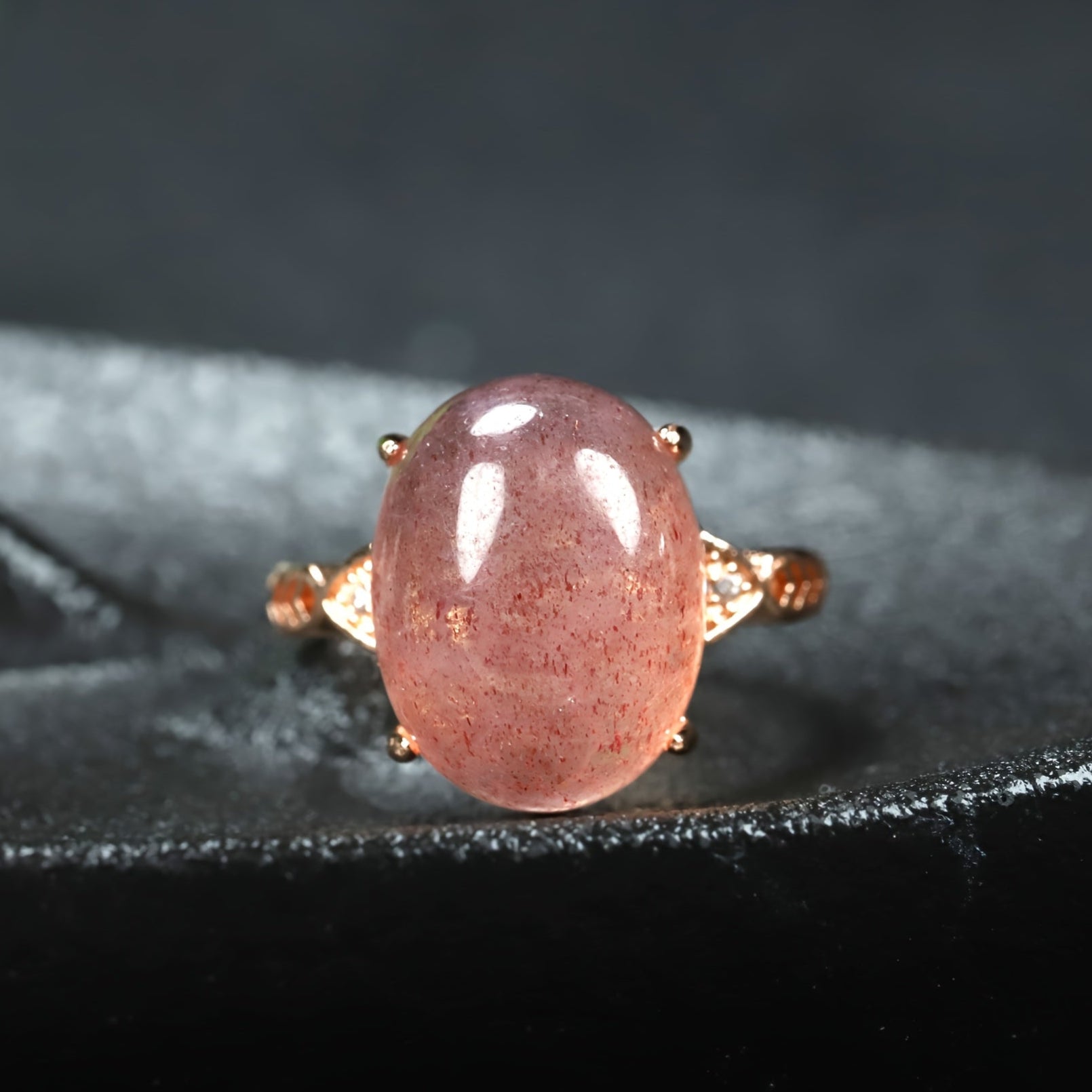 Elegant Pink Strawberry Quartz Ring - Harmonious Energy for Love & Emotional Healing
