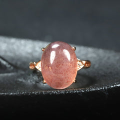 Elegant Pink Strawberry Quartz Ring - Harmonious Energy for Love & Emotional Healing