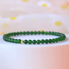 Vintage Green Agate Beaded Bracelet Retro Feng Shui Energy Balance Daily Wear