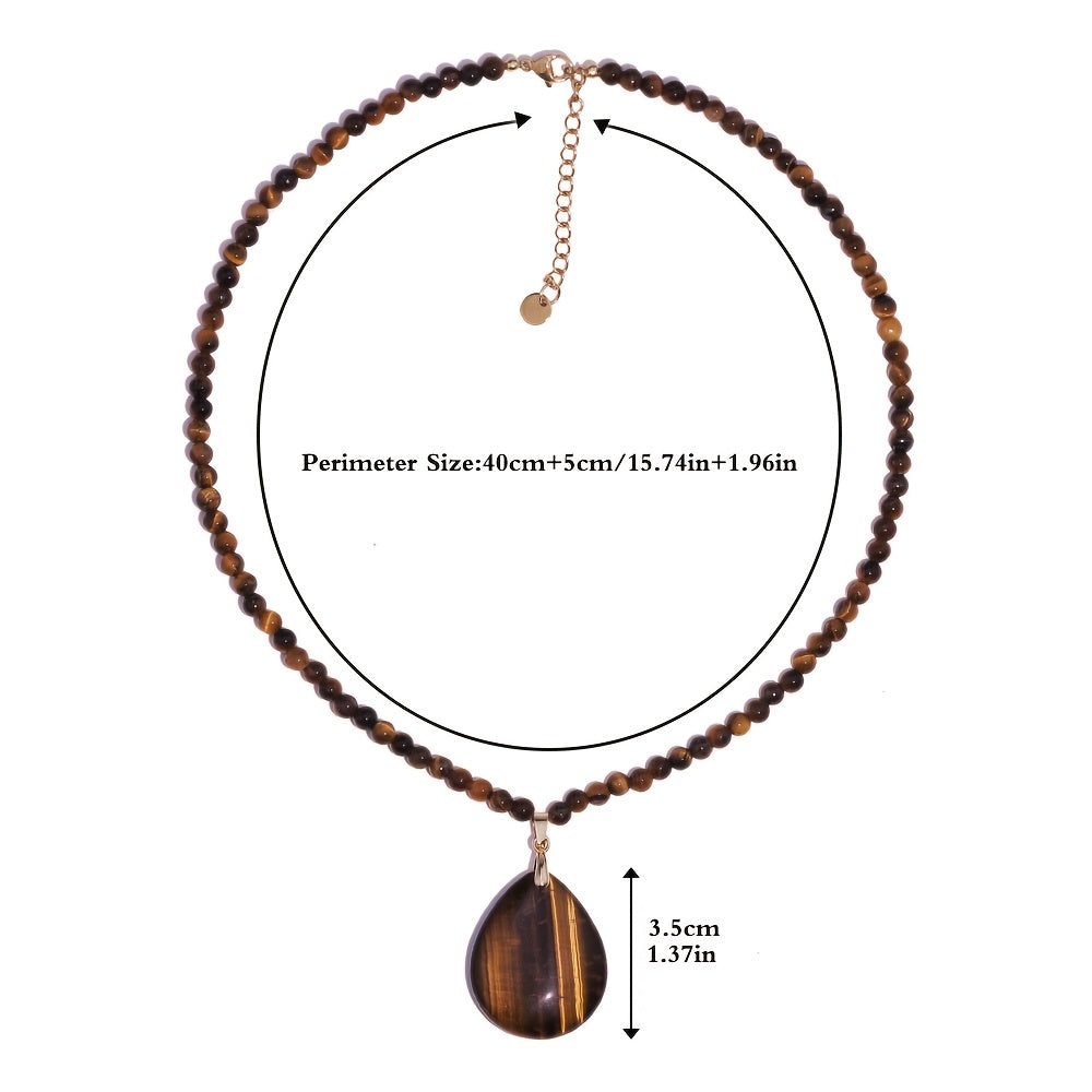 Vintage Tiger Eye Pendant Necklace - Harmony & Protection for Daily Wear