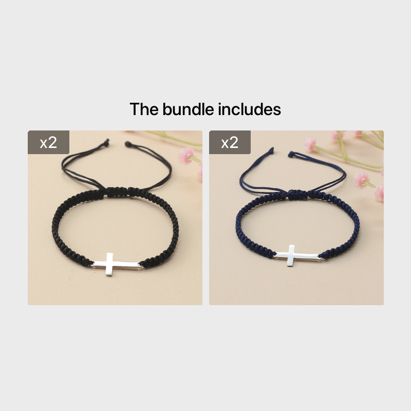 Steel Cross Bracelet - Adjustable Hand Woven Cross for Spiritual Protection & Daily Wear