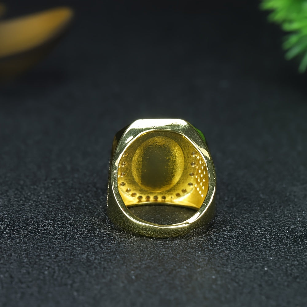Chicken Oil Yellow Jade Adjustable Ring for Men - Grounding Energy & Timeless Style Jewelry