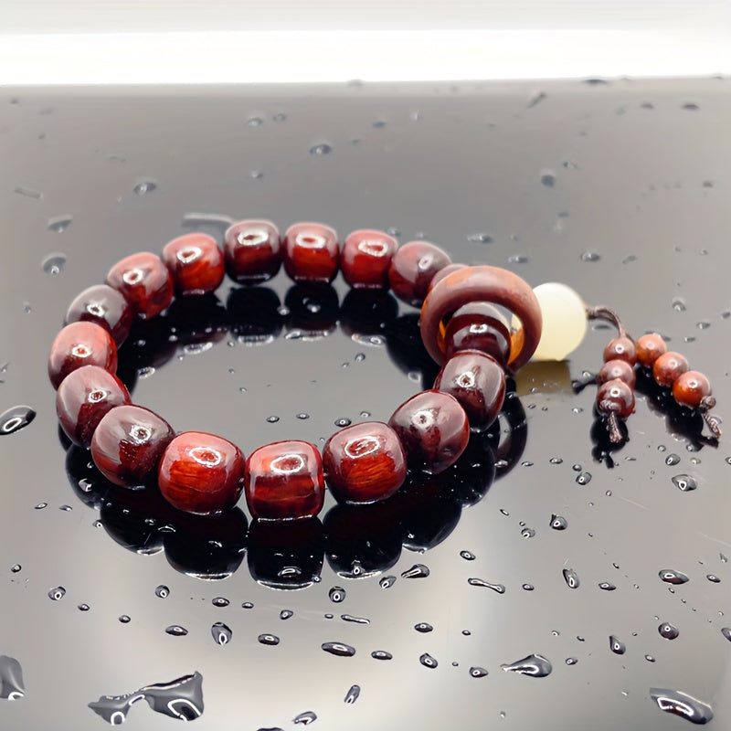 1pc Sandalwood Purple Sandalwood Bracelet with Beads and Eight Trigrams - Spiritual Balance & Eight Trigrams Energy