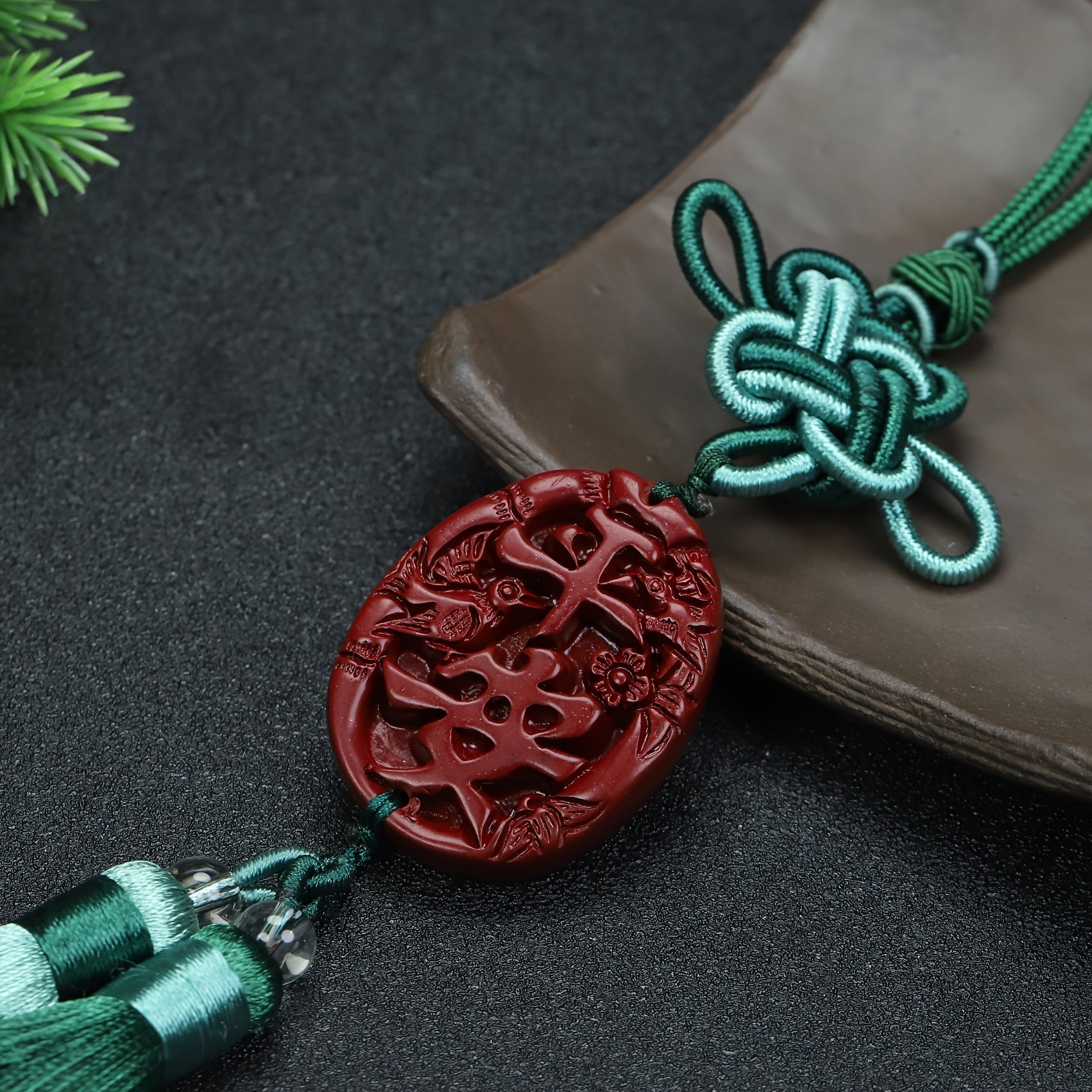 Elegant Cinnabar & Purple Golden Sand Car Pendant - Spiritual Protection & Harmony for Vehicle Decoration