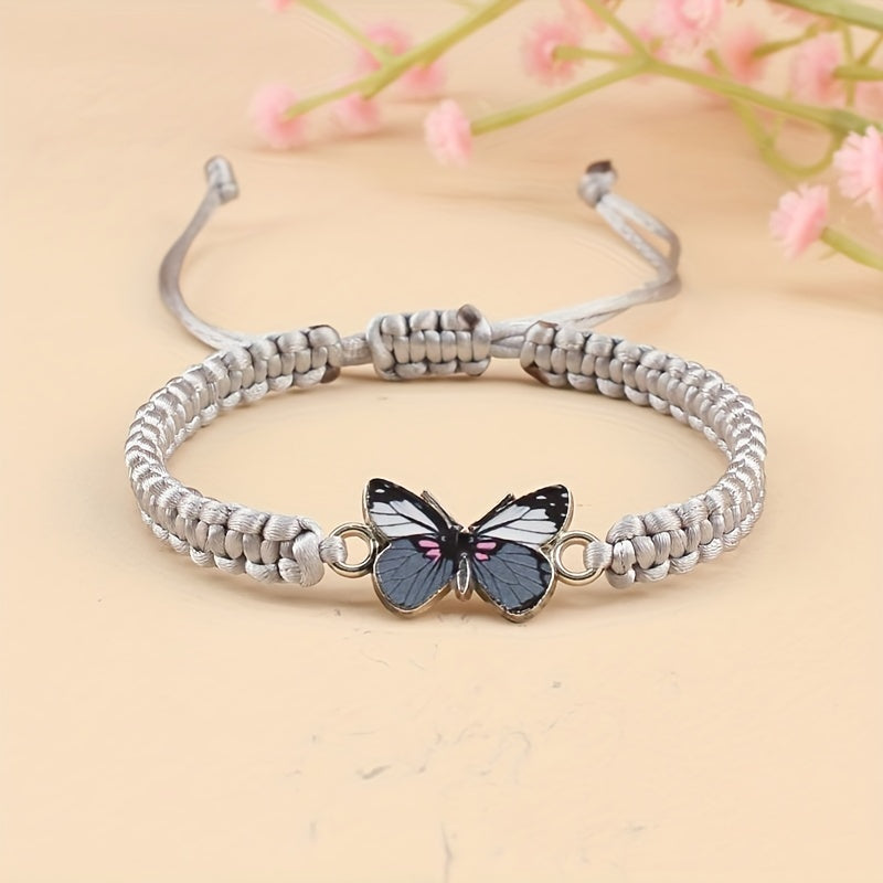 Butterfly Bracelet For Couples - Trendy Red Rope Adjustable Couple Bracelet for Love & Connection