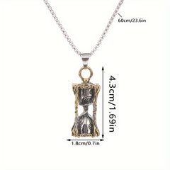 Fashion Vintage Time Hourglass Snake Pendant Necklace Stainless Steel Chain Trendy Men's Accessories