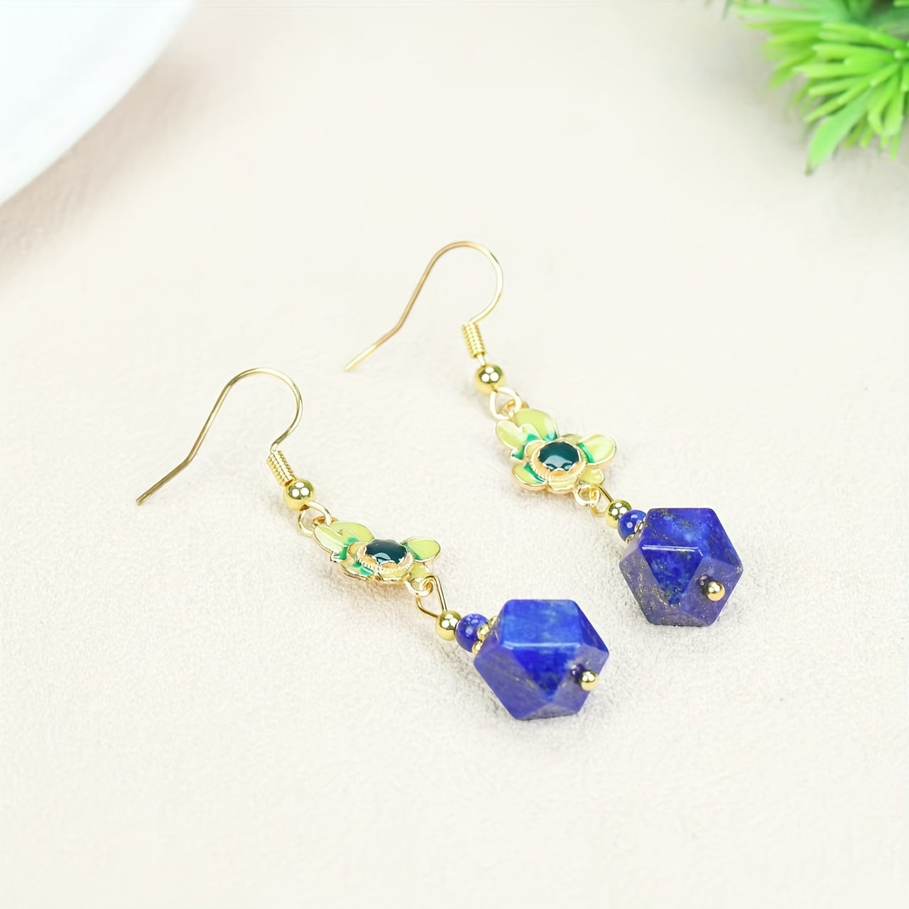Matte Silver & Lapis Lazuli Geometric Drop Earrings — A Quiet Anchor for the In-Between Years