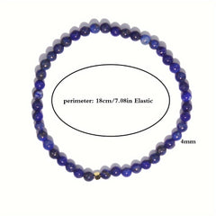 Natural Lapis Lazuli Beaded Stretch Wristband - Boho Style for Daily Wear & Gifting