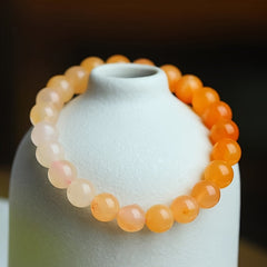 Natural Peach Blossom Jade Beaded Bracelet for Love, Youthful Energy, and Emotional Healing
