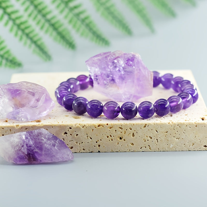 Fashionable Amethyst Bracelet - Natural Stone Energy for Daily Wear & Preppy Style