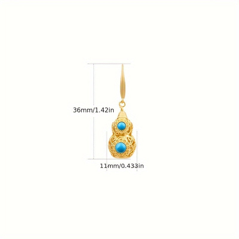 Vintage Golden-Plated Gourd Earrings for Prosperity & Style Energy