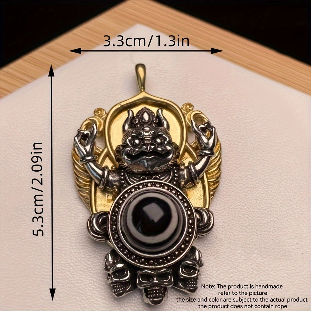 intage Tibetan Dzi Bead Pendant - Garuda Design for Protection & Energy