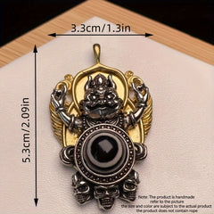 intage Tibetan Dzi Bead Pendant - Garuda Design for Protection & Energy