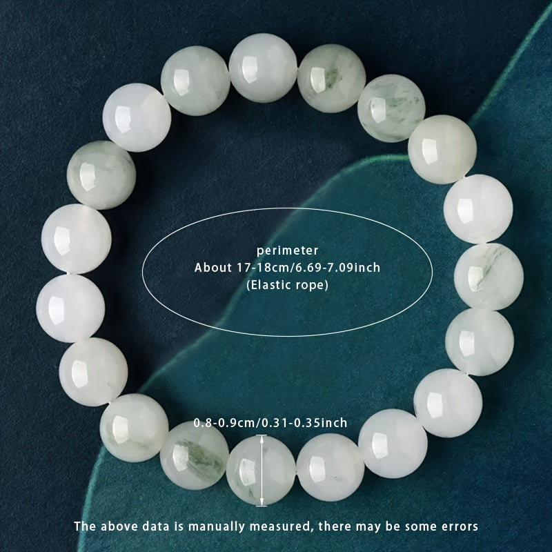 1pc Women's Natural Stone Bracelet - Elegant Beaded Jewelry with Greenish-Blue & White Marble Patterns - Harmony & Balance for Daily Wear