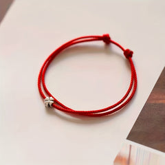 Elegant Red Rope Clover Bracelet - Lucky Charm for Harmony & Prosperity