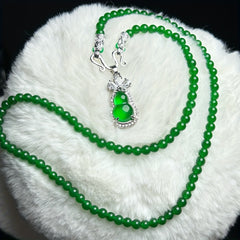 Turquoise Green Retro Chinese Gourd Necklace for Harmony, Prosperity & Good Fortune