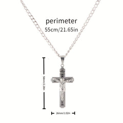 Bohemian Jesus Cross Pendant Necklace — Spiritual Protection with Titanium Steel Chain