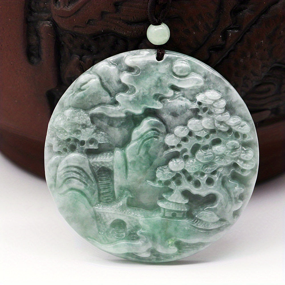 Elegant Natural Stone Mountain Water Pendant – Harmony & Tranquility for Unisex Wear