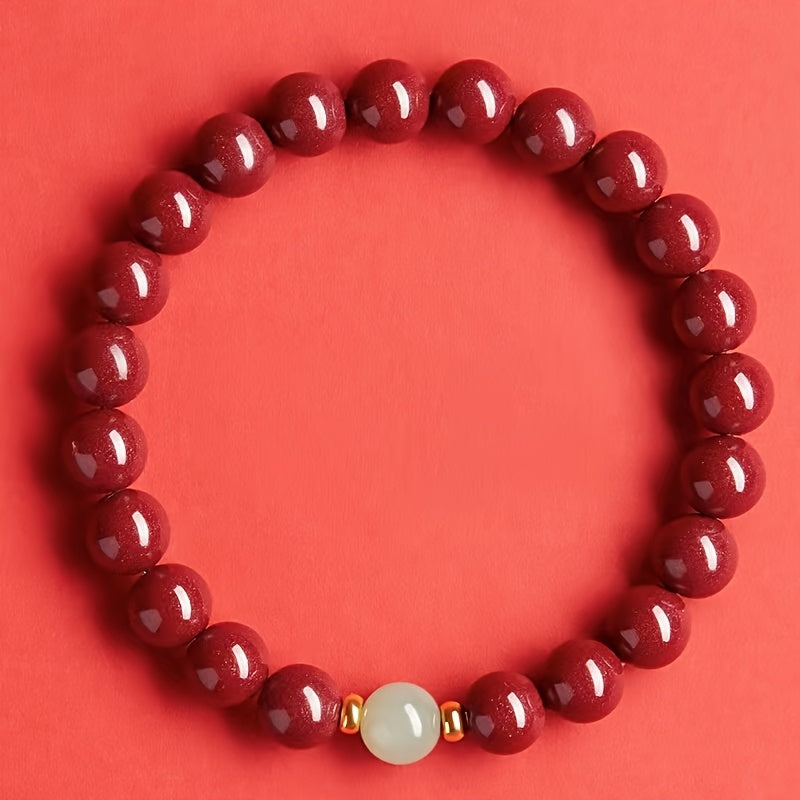 Chinese-Style Lucky Cinnabar & Turquoise Bracelet - Auspicious Talisman for Harmony & Energy