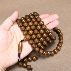 108 Natural Sandalwood Prayer Beads Mala – Spiritual Energy, Mindfulness & Meditation for Harmony, Protection & Positive Vibrations