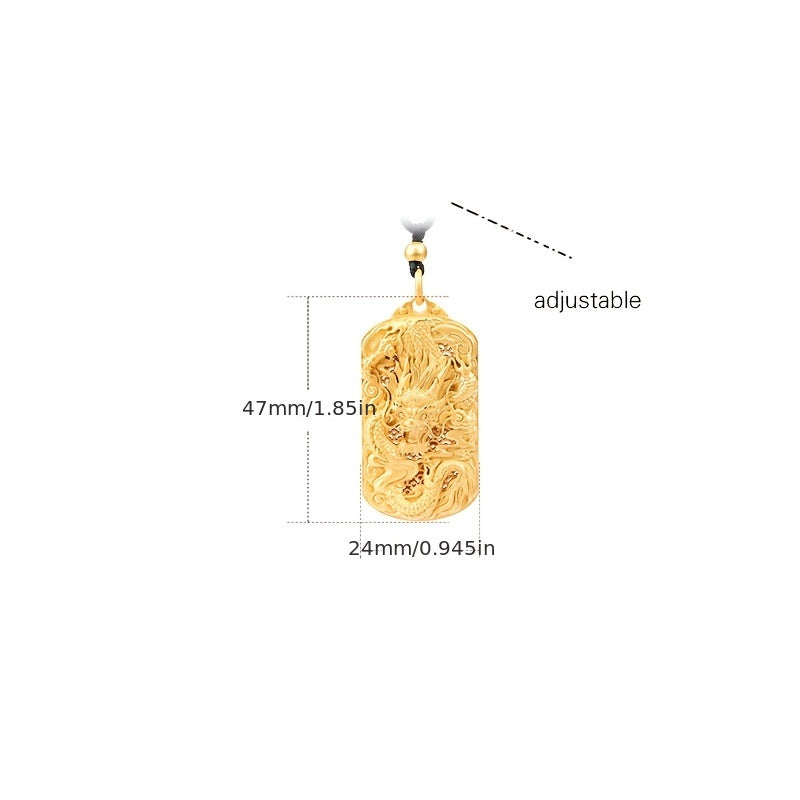 Gold-Plated Dragon Pendant - Symbol of Power & Prosperity with Adjustable Cord