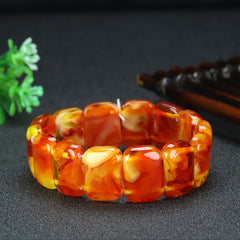 Natural Blood Silk Peridot Beaded Bracelet for Abundance & Emotional Healing