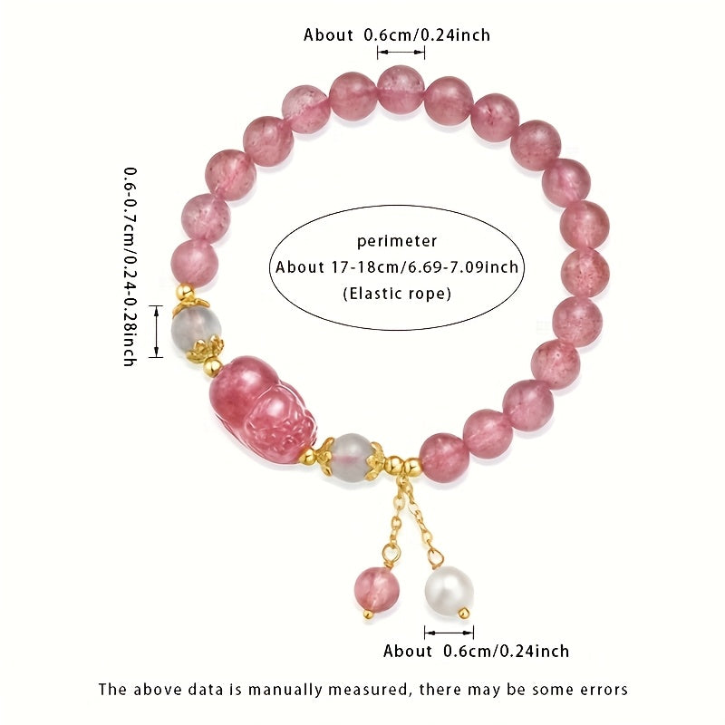 Pink Strawberry & Moonstone Bracelet - Harmony & Love Energy Boost