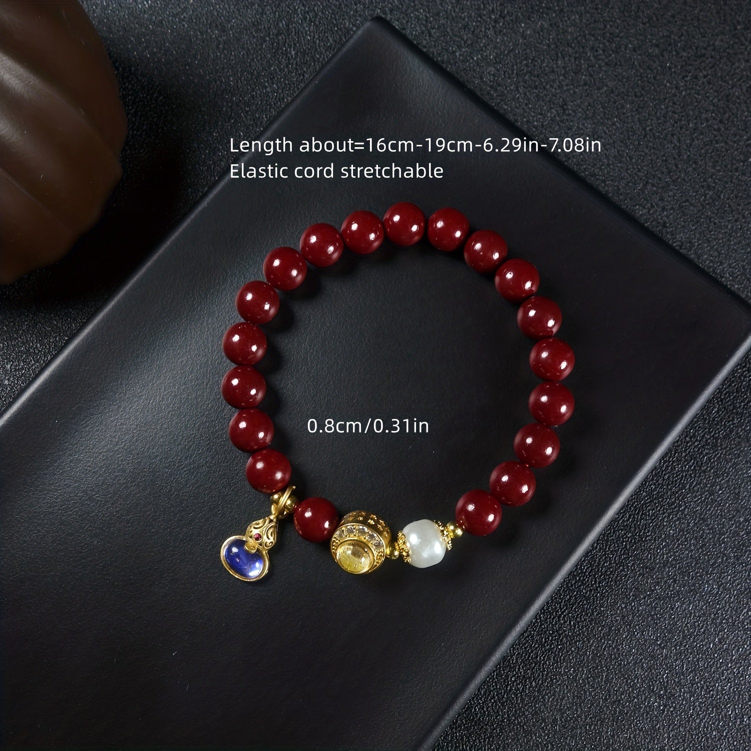Lucky Cinnabar Bracelet with Moon & Gourd for Wealth Protection & Good Luck Energy