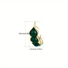 Natural Tiger Eye & Imitation Jade Earrings - Abstract Leaf Design with Healing Energy