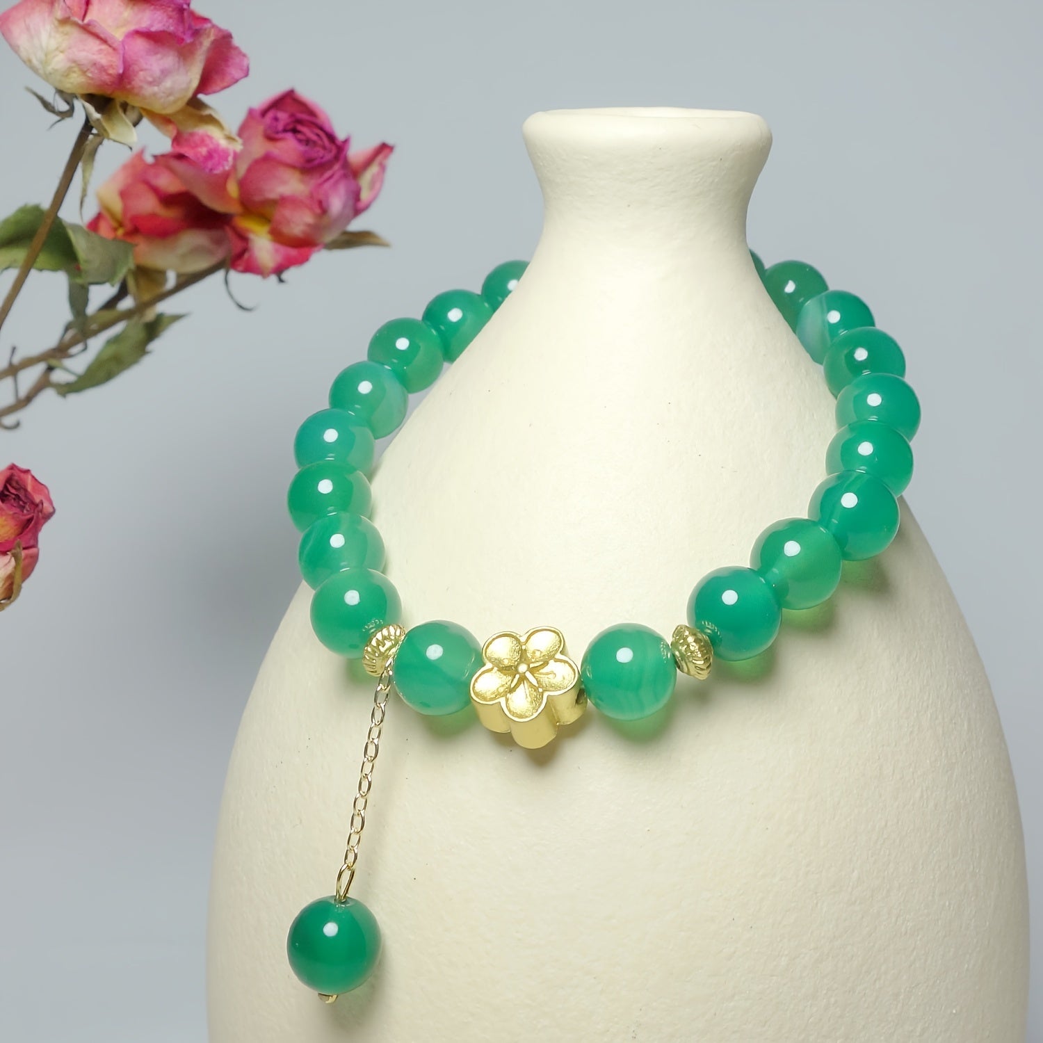 Elegant Natural Stone Agate Pendant Bracelet - Harmony & Grounding Energy