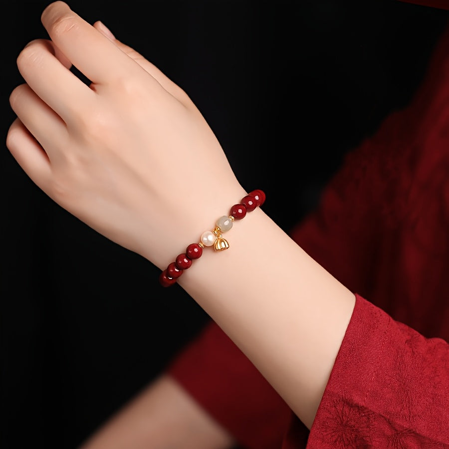 Unisex Cinnabar & Agate Pendant Bracelet – Career Enhancement & Harmonious Energy