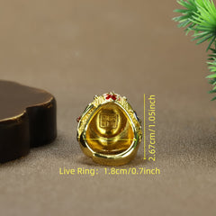 Vintage Jingtai Blue Green Agate Ring for Balance & Vitality Retro Imperial Style Jewelry