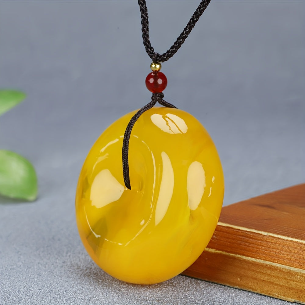 Elegant Bohemian Amber Pendant - Harmonious Energy for Creativity & Protection