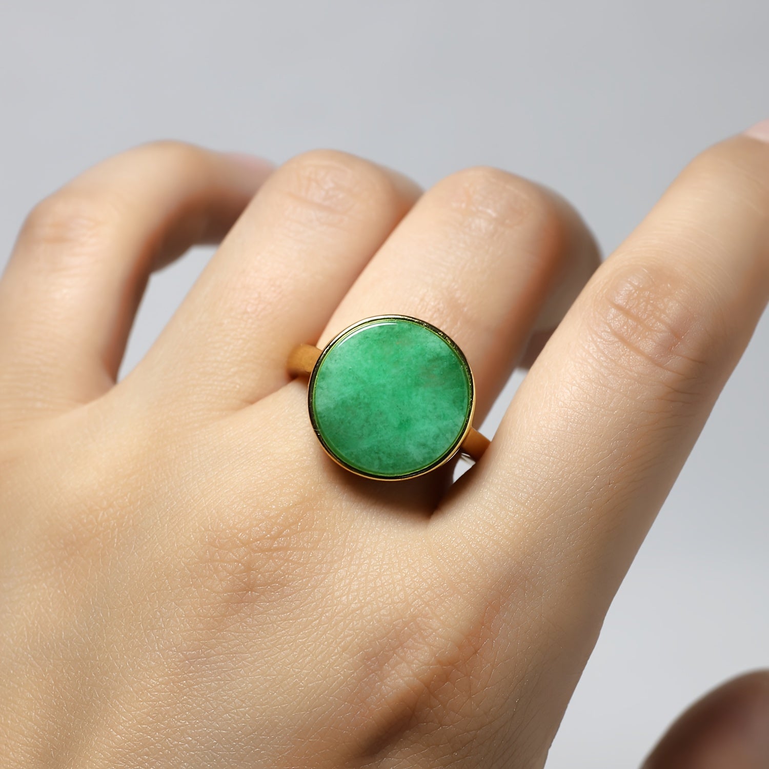 Natural Green Stone Ring - Harmony & Balance for Couples Beach Festivals