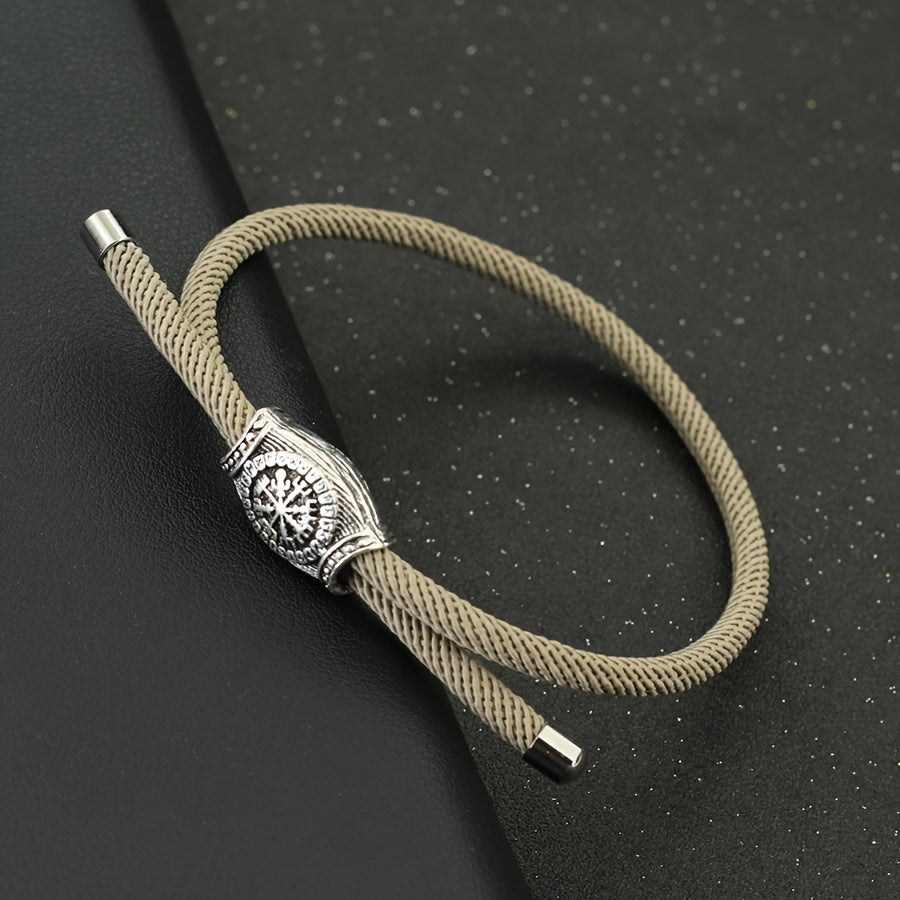 Handmade Nylon Rope Bracelet - Adjustable Viking Bangle with Nordic Runes for Strength & Protection