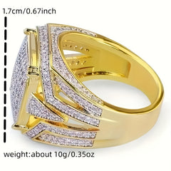 Mens Square Punk Zirconia Ring – Edgy Design with Protective Energy