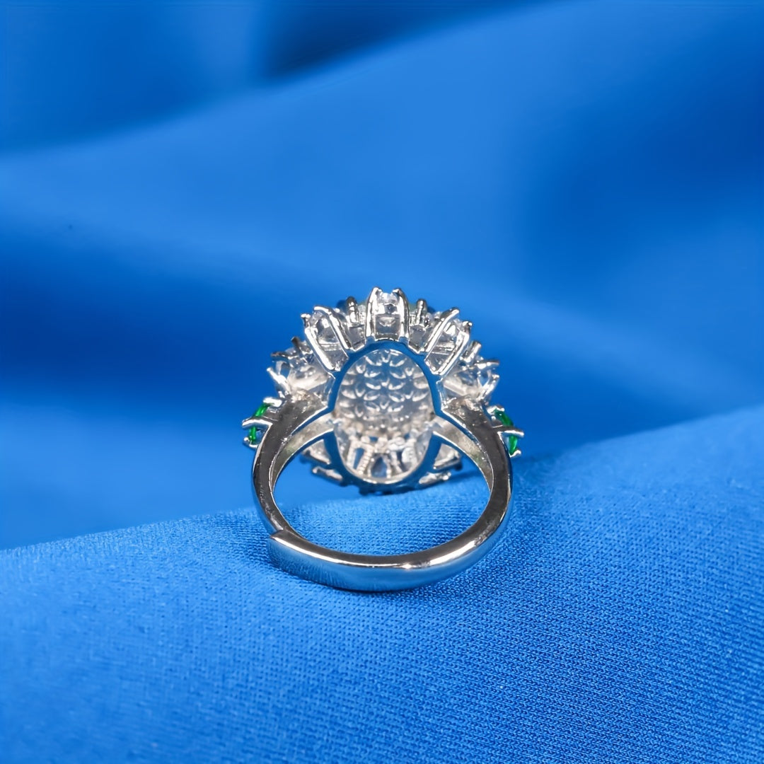 Retro Statement Ring with Natural Crystal for Confidence and Clarity