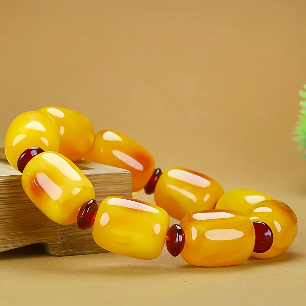 Men's Fluorescent Floating Salt Amber Bracelet Chicken Oil Yellow Honey Wax for Energy Balance & Style