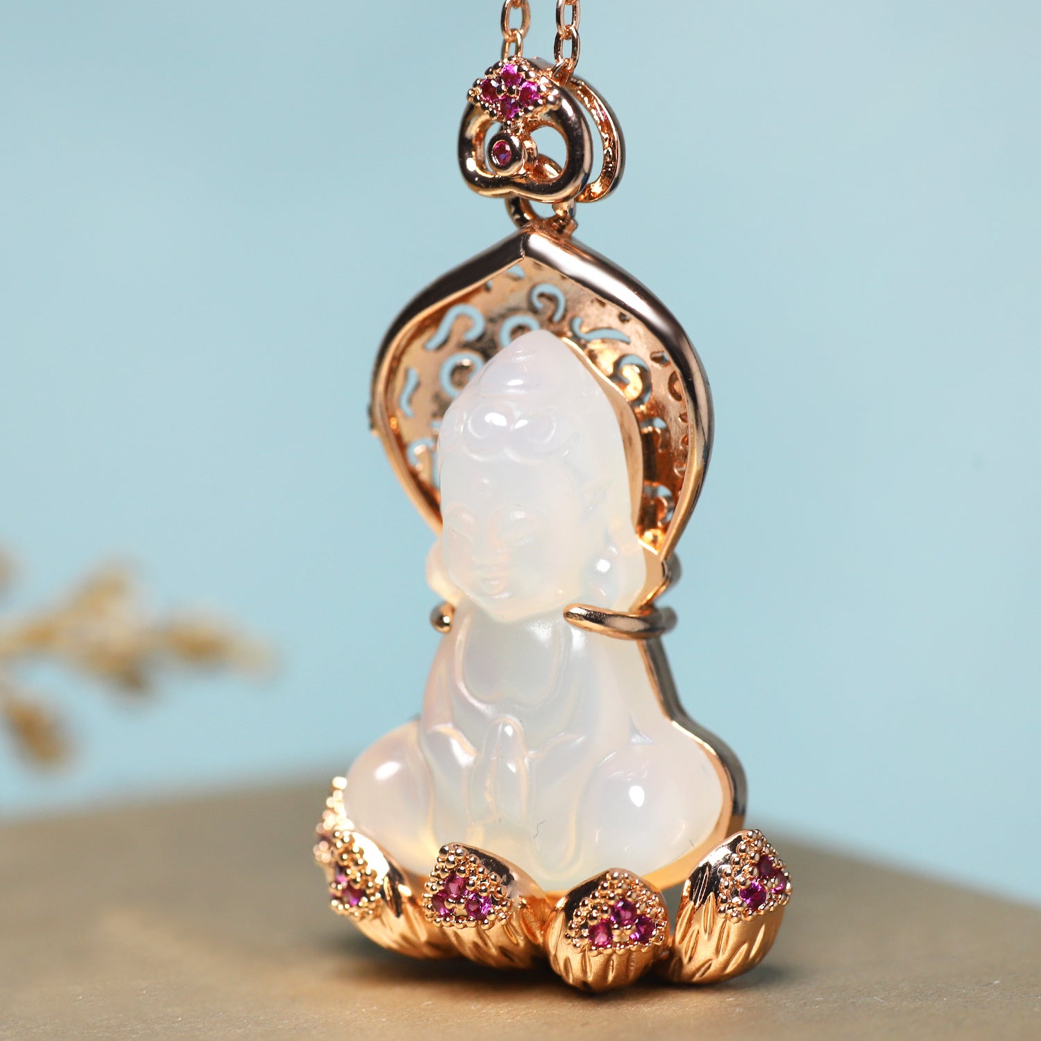 Natural Stone Guanyin Bodhisattva Pendant - Spiritual Harmony & Emotional Balance Jewelry