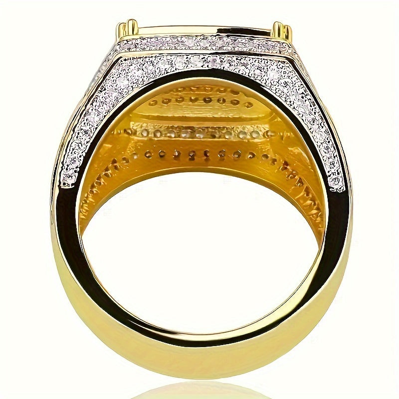 Mens Square Punk Zirconia Ring – Edgy Design with Protective Energy