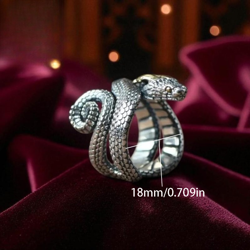 Vintage Snake Ring for Men & Women — Adjustable Gothic Serpent Ring with Energizing Power, Spiritual Harmony & Protection Amulet