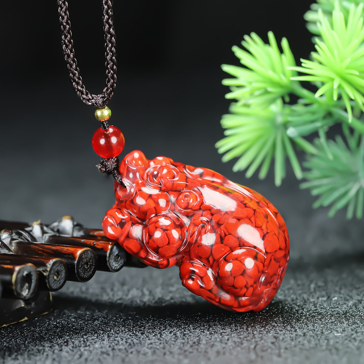 Natural Raw Mineral Sand Pixiu Pendant for Wealth, Protection, and Feng Shui