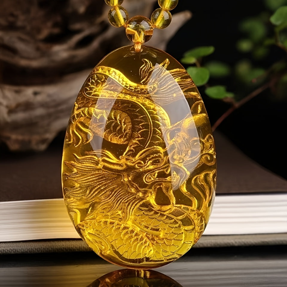 Bohemian Golden Dragon Pendant Necklace — Spiritual Power, Prosperity & Energy Harmony Amulet