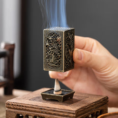 Plum Orchid Bamboo Chrysanthemum Metal Incense Burner - Traditional Design for Home Aromatherapy & Office Decor