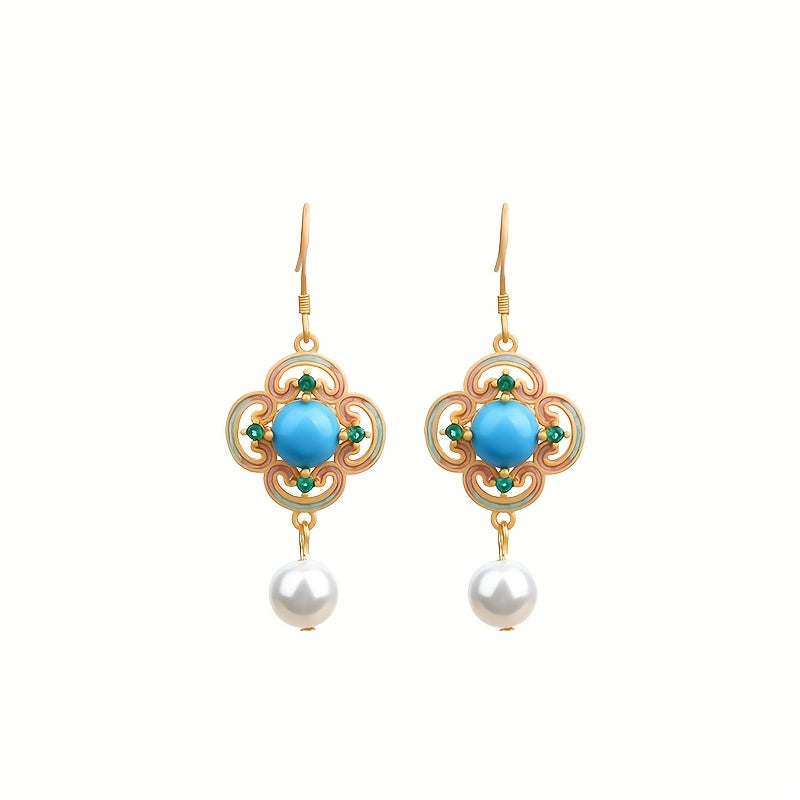 Elegant Vintage Four-Leaf Clover Earrings - Harmonious Energy for Luck & Prosperity
