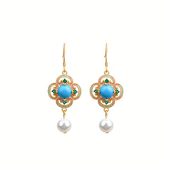 Elegant Vintage Four-Leaf Clover Earrings - Harmonious Energy for Luck & Prosperity